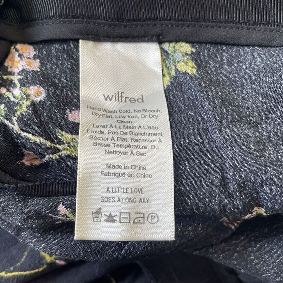 Aritzia Wilfred Womens Pants Pernelle Wide Leg Floral  Black Claremont Sz. 4 - Picture 9 of 10
